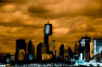 NY- Views of the Statue of Liberty and the World Trade Center from Jersey City