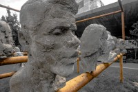 NY- New Construction and Statues on the Hudson River